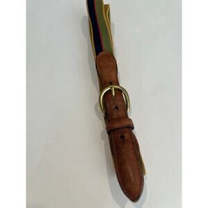 Vintage Men’s Belt Leather Brass and Fabric Sz 38 SG